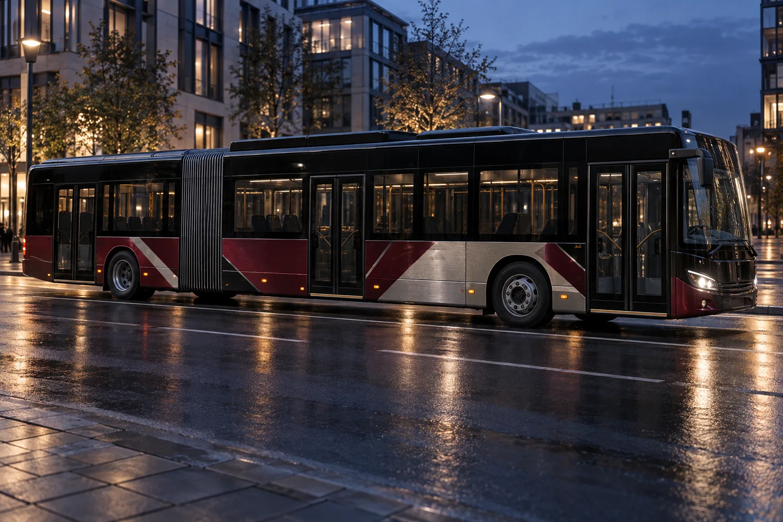 Bus mit klar abgegrenzter Splitt-Teilung unterhalb der Fenster